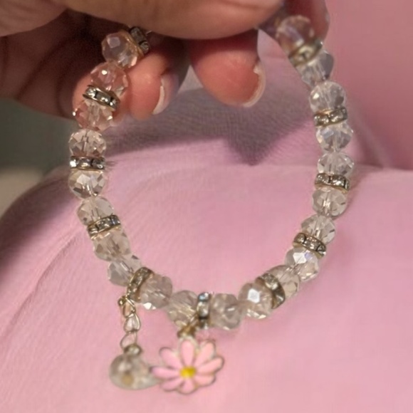 Crystal Beaded Bracelet with Flower Charm – Stretch - Picture 3 of 3